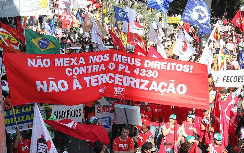 CUT convoca protesto e greve contra ‘manobra espúria’ da Câmara para liberar a terceirização